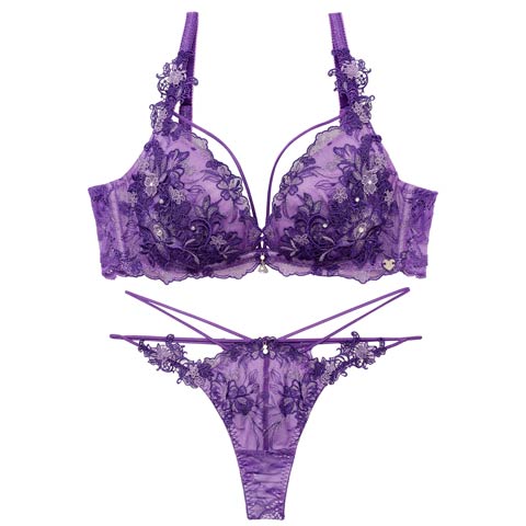 4/3新作!【明日花キララプロデュース/WhipBunny】Jewelry Bloom Lace Bra&T-back / ジュエリーブルームレースブラ＆Tバック(レーヴバイオレット-B65/ショーツM)