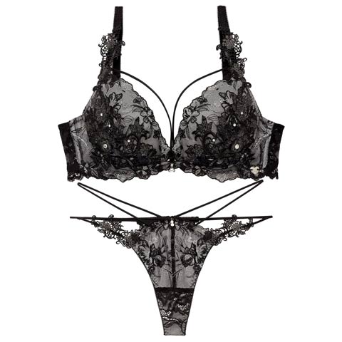 4/3新作!【明日花キララプロデュース/WhipBunny】Jewelry Bloom Lace Bra&T-back / ジュエリーブルームレースブラ＆Tバック(レーヴブラック-B65/ショーツM)