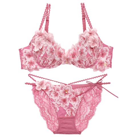 3/6新作!【明日花キララプロデュース/WhipBunny】Luminous Cherry Blossom Bra&Shorts / ルミナスチェリーブロッサムブラ＆ショーツ(ピンクブロッサム-B65/ショーツM)