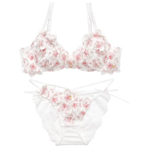 3/6新作!【明日花キララプロデュース/WhipBunny】Luminous Cherry Blossom Bra&Shorts / ルミナスチェリーブロッサムブラ＆ショーツ(ホワイトブロッサム-B65/ショーツM)