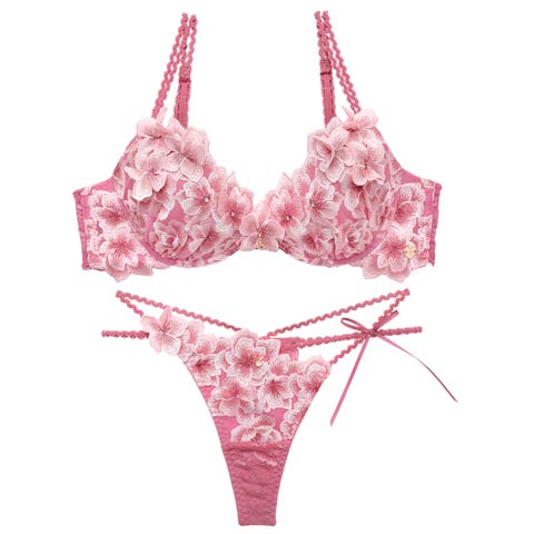 3/6新作!【明日花キララプロデュース/WhipBunny】Luminous Cherry Blossom Bra&&T-back / ルミナスチェリーブロッサムブラ＆Tバック(ピンクブロッサム-B65/ショーツM)