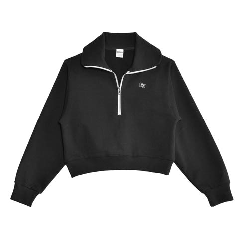 【Lunangelina】Front zip sweatshirt/Black［ルナアンへリナ］(ブラック-フリー)