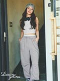 【lunangelina】Double Waist Sweat Pants ダブル ウエスト スウェット パンツ Gray / グレー