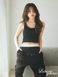 【lunangelina】Double Waist Sweat Pants ダブル ウエスト スウェット パンツ Black / ブラック