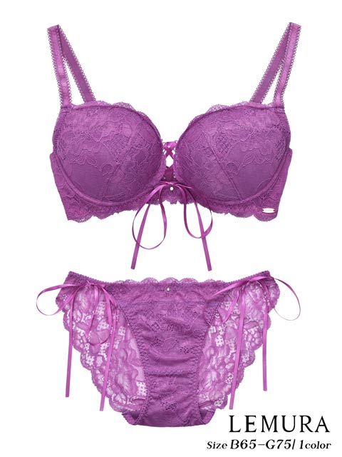 【LEMURA】LaceUp Ribbon Lingerie-フルバックセット-［均一］