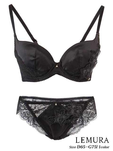 【LEMURA】Satin chemicalmotif Lingerie-フルバックセット-［週替］