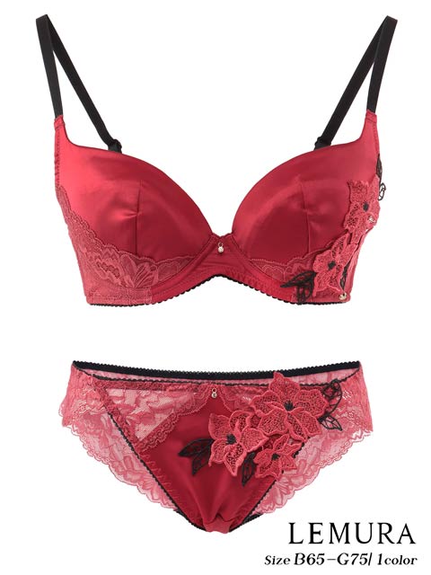 【LEMURA】Satin chemicalmotif Lingerie-フルバックセット-［週替］