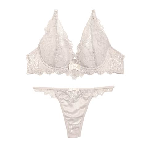 【LARME】Dreaming Frill Lace Bra&T-back/Pinkgray(ピンクグレー-A65)