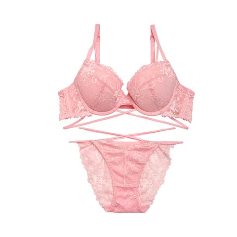 A femininity lace Bra&shorts/Pink(Pink-A65)