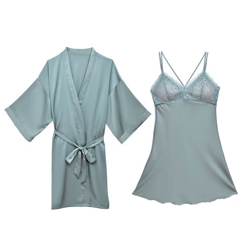 【明日花キララプロデュース/WhipBunny】Luxury Satin Gown Setup サテンガウンセットアップ(BLUE-M)