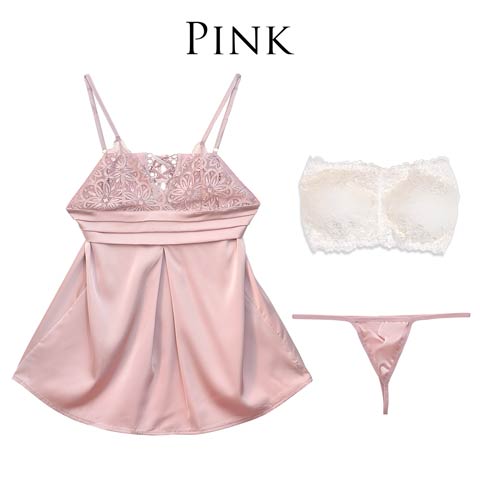 【明日花キララプロデュース/WhipBunny】Sexy Satin Camisole One-piece/Pink セクシーサテンキャミソールワンピース/ピンク(PINK-M)
