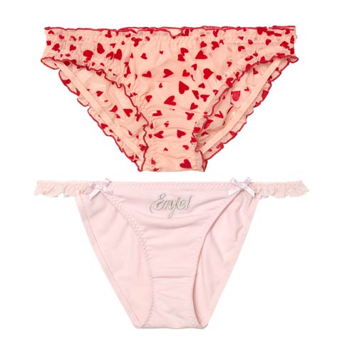 2/3 19時～発売開始【PyunA．プロデュース-Enfel】ロゴ刺繍&ハート柄　ショーツ2枚セット(ピンク-S)