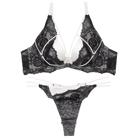 【PyunA.プロデュース/Enfel】レイヤードデビル ブラジャー&Tバック(ブラック-B65/ショーツM)