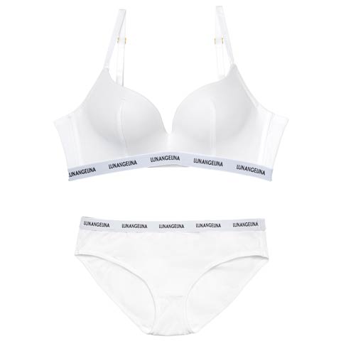 10/27新作!【ノンワイヤー】Bust Make Sporty Logo Bra ＆ Cotton Logo Tape Shorts［激売れ］(ホワイト/フルバック-M)