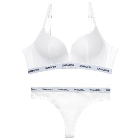 10/27新作!【ノンワイヤー】Bust Make Sporty Logo Bra ＆ Cotton Logo Tape Shorts［激売れ］(ホワイト/Tバック-M)