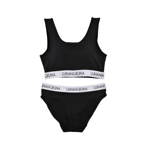 【lunangelina】Logo tape sporty Bra&shorts/Black(BLACK-S)