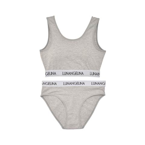 【Lunangelina】Logo tape sporty Bra&shorts/Gray［ルナアンへリナ］(GRY-S/ショーツM)