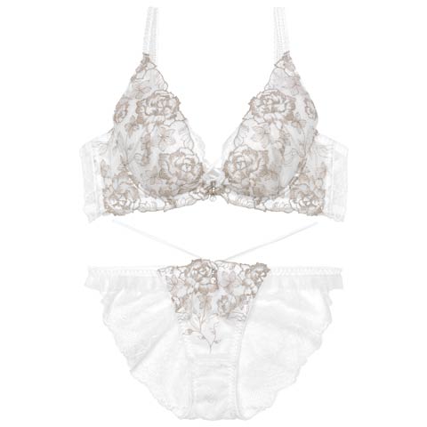 12/3再販!【伊藤桃々プロデュース/Rosem】リッチラメローズブラセット/パールホワイト(パールホワイト/フルバック-A65/ショーツM)