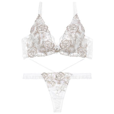 12/3再販!【伊藤桃々プロデュース/Rosem】リッチラメローズブラセット/パールホワイト(パールホワイト/Ｔバック-A65/ショーツM)