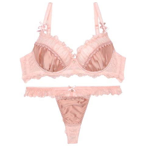 【伊藤桃々プロデュース/Rosem】クラシックサテンブラセット/ピーチピンク(ピーチピンク/Ｔバック-A65/ショーツM)