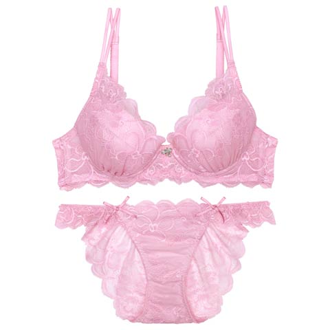 【伊藤桃々プロデュース/Rosem】フルールレースブラセット/ピンクリボン(ピンクリボン/フルバック-A65/ショーツM)