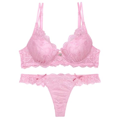 【伊藤桃々プロデュース/Rosem】フルールレースブラセット/ピンクリボン(ピンクリボン/Ｔバック-A65/ショーツM)