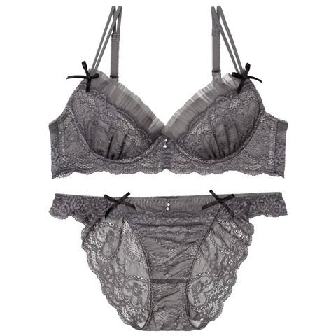 10/22新作!【伊藤桃々プロデュース/Rosem】シアープリーツブラセット/シアーグレー(シアーグレー/フルバック-A65/ショーツM)