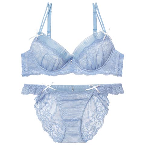 10/22新作!【伊藤桃々プロデュース/Rosem】シアープリーツブラセット/シアーブルー(シアーブルー/フルバック-A65/ショーツM)