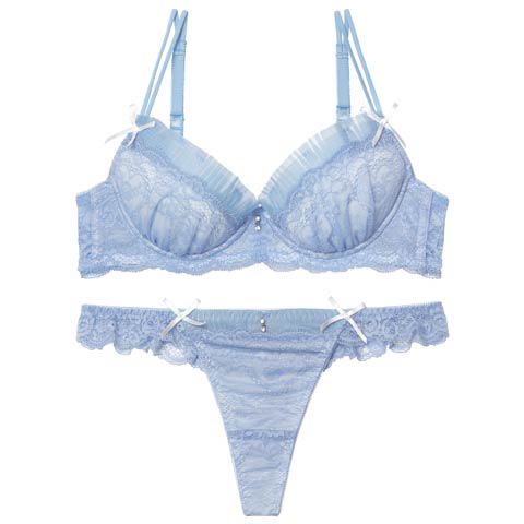 10/22新作!【伊藤桃々プロデュース/Rosem】シアープリーツブラセット/シアーブルー(シアーブルー/Ｔバック-A65/ショーツM)