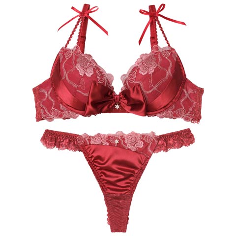 11/6新作!【伊藤桃々プロデュース/Rosem】プレゼントリボンブラセット/シャインレッド(シャインレッド/Ｔバック-A65/ショーツM)