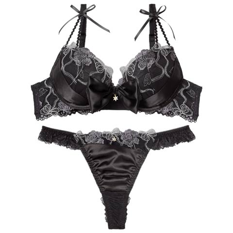 11/6新作!【伊藤桃々プロデュース/Rosem】プレゼントリボンブラセット/シャインブラック(シャインブラック/Ｔバック-A65/ショーツM)