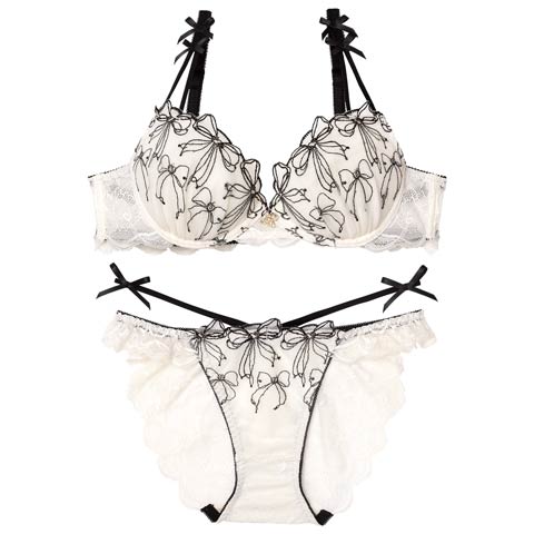 11/20新作!【伊藤桃々プロデュース/Rosem】リボンメリーブラセット/ミルキーホワイト(ミルキーホワイト/フルバック-A65/ショーツM)