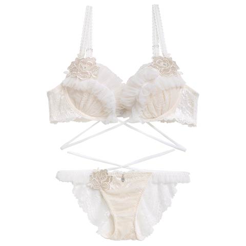 1/21新作!【伊藤桃々プロデュース/Rosem】ロイヤルプリーツレーシーブラセット/パウダーホワイト(パウダーホワイト/フルバック-A65/ショーツM)