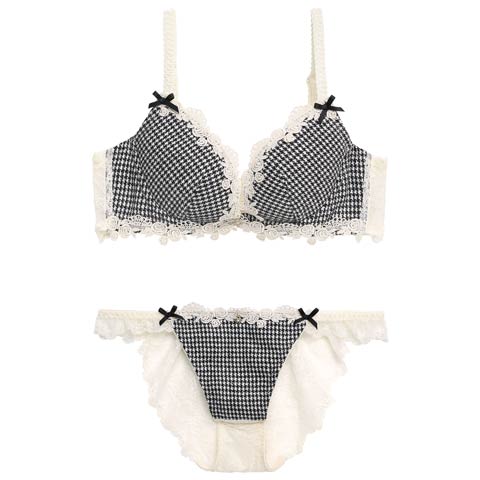 12/17新作!【伊藤桃々プロデュース/Rosem】チドリチェックブラセット/ホワイト(ホワイト/フルバック-A65/ショーツM)