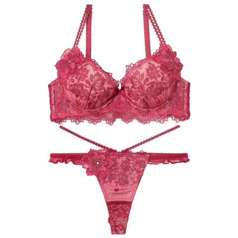 2/18新作!【伊藤桃々プロデュース/Rosem】エレガンスフルールブラセット/ルージュレッド(ルージュレッド/Ｔバック-A65/ショーツM)