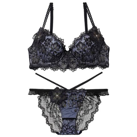 2/18新作!【伊藤桃々プロデュース/Rosem】エレガンスフルールブラセット/レーヌブラック(レーヌブラック/フルバック-A65/ショーツM)