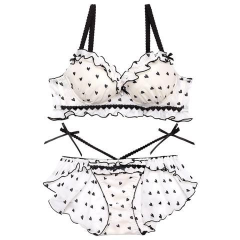 4/15新作!【伊藤桃々プロデュース/Rosem】ハートフルキャンディーブラセット/IVORY×BLACK(アイボリー×ブラック/フルバック-A65/ショーツM)