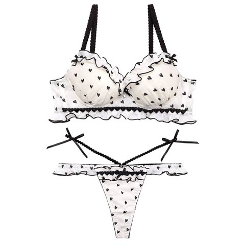 4/15新作!【伊藤桃々プロデュース/Rosem】ハートフルキャンディーブラセット/IVORY×BLACK(アイボリー×ブラック/Tバック-A65/ショーツM)