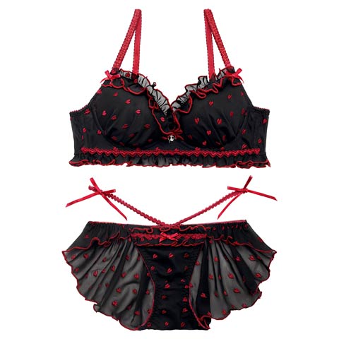 4/15新作!【伊藤桃々プロデュース/Rosem】ハートフルキャンディーブラセット/BLACK×RED(ブラック×レッド/フルバック-A65/ショーツM)