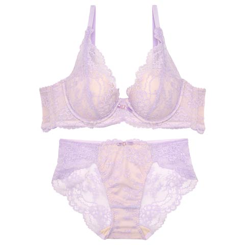 12/19新作!【かとゆり着用】Ballerina Lace Bra＆shorts バレリーナレースブラ&バック透けフルバックショーツ/ LAVENDER(ラベンダー-B65/ショーツM)