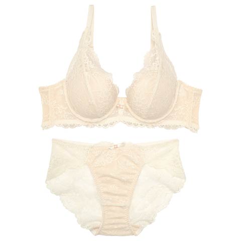 12/19新作!【かとゆり着用】Ballerina Lace Bra＆shorts バレリーナレースブラ&バック透けフルバックショーツ/ LAVENDER(オフホワイト-B65/ショーツM)