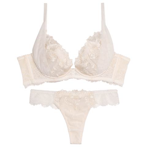 10/31新作!【ダレノガレ明美プロデュース/GARRONE】rose antique bra＆T-back ローズ アンティーク ブラ＆バック透けTバック(オフホワイト-B65/ショーツM)