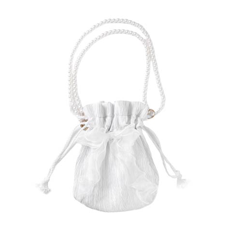 [単品]パールシアーリボン巾着バッグ【2025年新作/YUKATA by dazzy】(ホワイト-巾着)