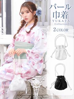 [単品]パールシアーリボン巾着バッグ【2025年新作/YUKATA by dazzy】