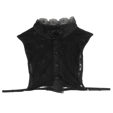 [単品]フラワースカラップレース付け襟【2025年新作/YUKATA by dazzy】(ブラック-フリーサイズ)