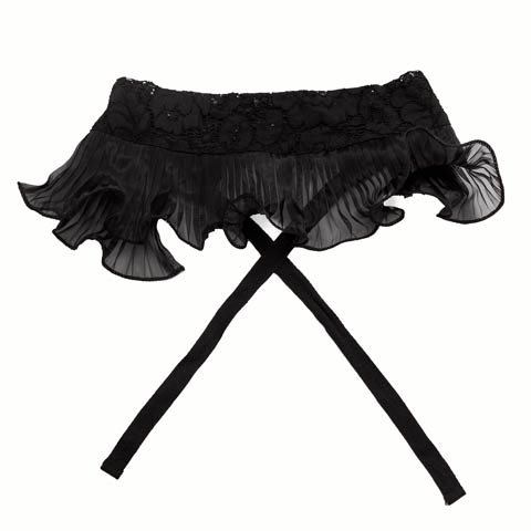 [単品]プリーツフリルシフォン帯飾り【YUKATA by dazzy 2025】(ブラック×オーガンジー-フリーサイズ)