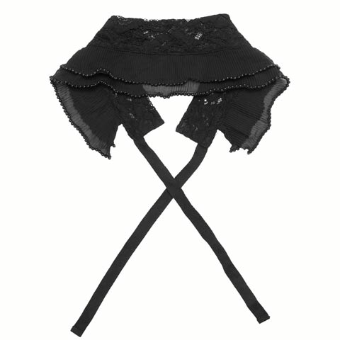 [単品]プリーツフリルシフォン帯飾り【YUKATA by dazzy 2025】(ブラック×パール-フリーサイズ)