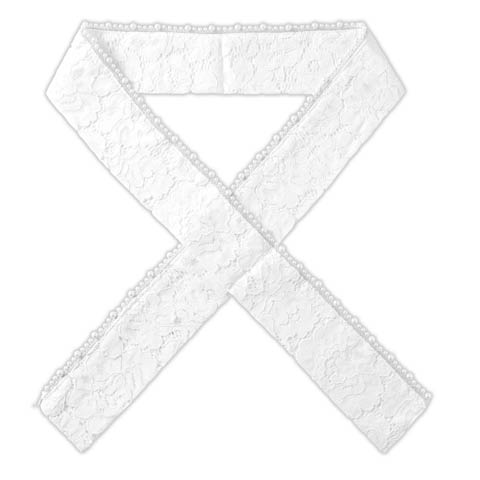 [単品]フェミニンレース半襟【YUKATA by dazzy 2025】(ホワイト×パール-フリーサイズ)