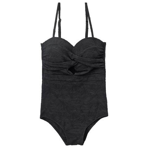 Vカットツイストジャガードフラワーワンピース/水着【dazzy beach/2025ビキニ】(ブラック-Mサイズ)