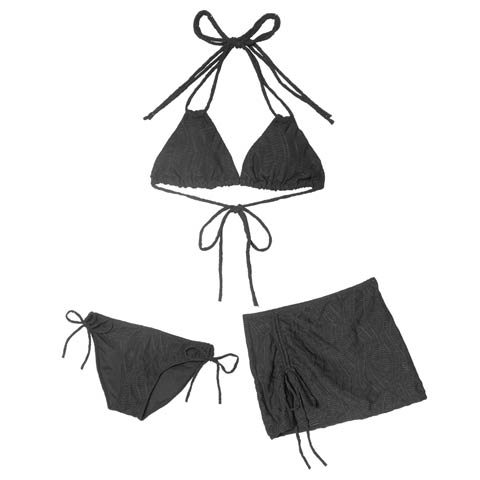 [3点SET]シャーリングホルターネックビキニ/水着【dazzy beach/2025ビキニ】(ブラック-Mサイズ)